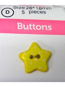 Hemline Buttons Dotted Star Yellow 18mm