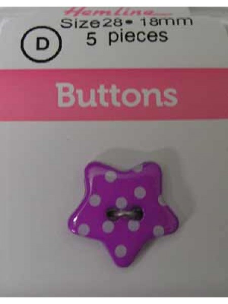 Hemline Buttons Dotted Star Lavendr 18mm