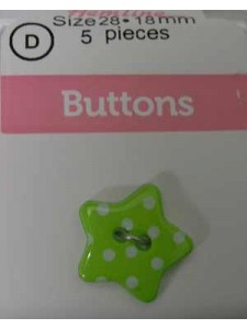 Hemline Buttons Dotted Star Lime Gr 18mm