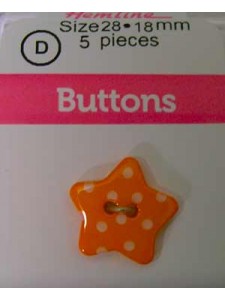 Hemline Buttons Dotted Star Orange 18mm