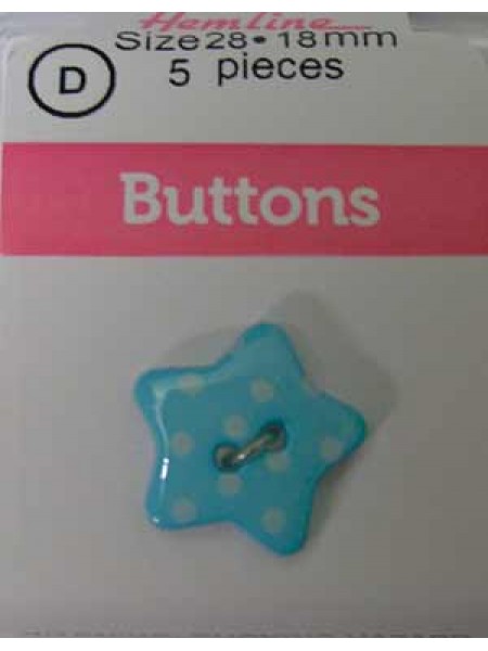 Hemline Buttons Dotted Star Teal 18mm