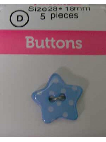 Hemline Buttons Dotted Star Blue 18mm