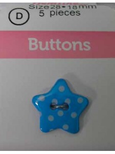 Hemline Buttons Dotted Star Aqua 18mm