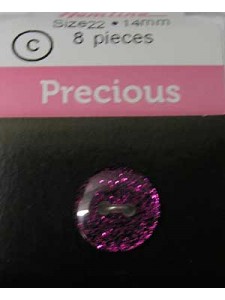 Hemline Buttons Glitter Purple 14mm