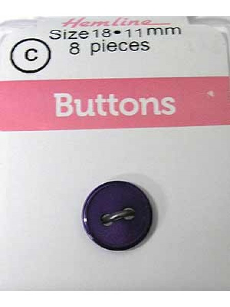 Hemline Buttons Stylist Purple 11mm