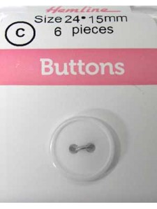 Hemline Buttons Stylist White 15mm