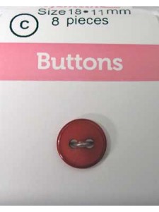 Hemline Buttons Stylist Red 15mm