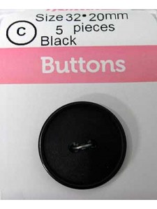 Hemline Buttons Stylist Black 20mm