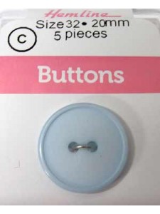 Hemline Buttons Stylist Baby Blue 20mm