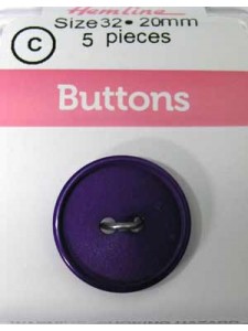 Hemline Buttons Stylist Purple 20mm