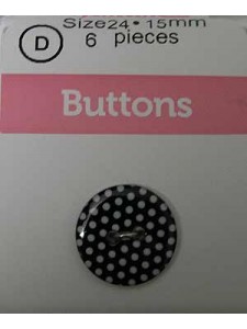 Hemline Buttons Micro Polka Dots Black