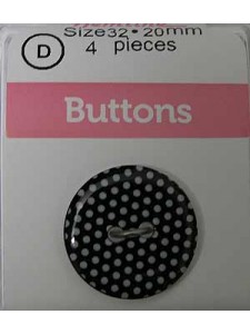 Hemline Buttons Micro Polka Dots Black