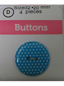 Hemline Buttons Micro Polka Dots Aqua