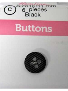 Hemline Buttons Strip Imposs Black 11mm