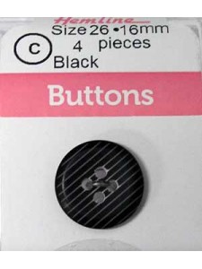 Hemline Buttons Strip Imposs Black 16mm