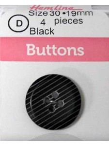 Hemline Buttons Strip Imposs Black 19mm