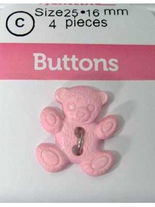 Hemline Buttons Teddy Bear Pink