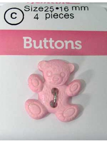Hemline Buttons Teddy Bear Pink