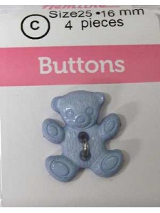 Hemline Buttons Teddy Bear Blue