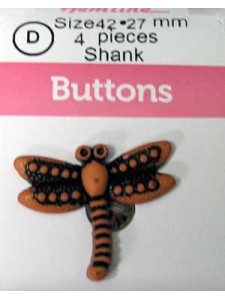 Hemline Buttons Brown Dragon Fly