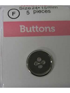 Hemline Buttons SIlver Metal grey 15mm