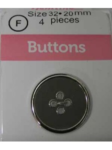Hemline Buttons Silver Metal Grey 20mm