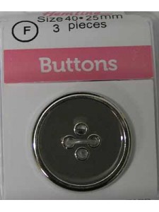 Hemline Buttons Silver Metal Grey 25mm