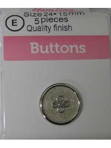 Hemline Buttons Metal Bright Silver 15mm