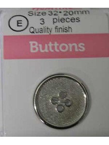 Hemline Buttons Metal Bright Silver 20mm