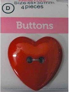 Hemline Buttons Large Heart Embelish Red