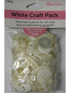 Hemline Buttons White craft Pack Bulk