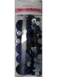 Hemline Buttons Assorted Blue Bulk Pack