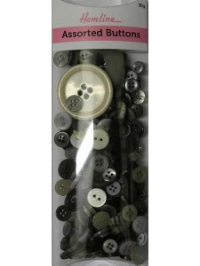 Hemline Buttons Assorted Black Bulk Pack