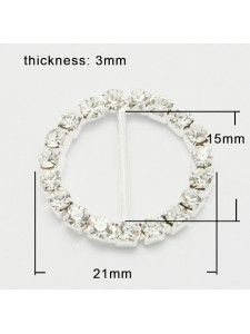 Round Silv. Rhinestone buckle 21mm diam