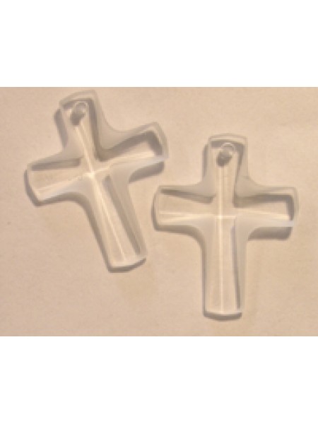 Swar Frosted Cross Stone 20x16mm Clear