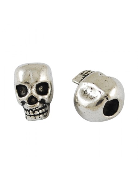 Skull 12x10x8mm H:4mm Anti Silver