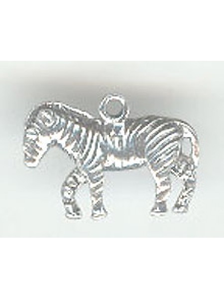 Pewter Small 3D Zebra - bail