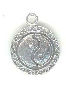 Pewter Circle Yin Yang - bail