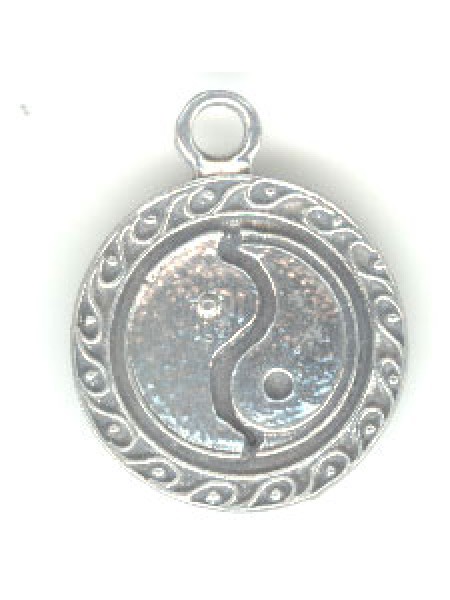 Pewter Circle Yin Yang - bail