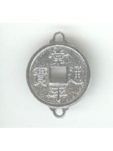 Pewter Large Coin- Square Hole 2 bails