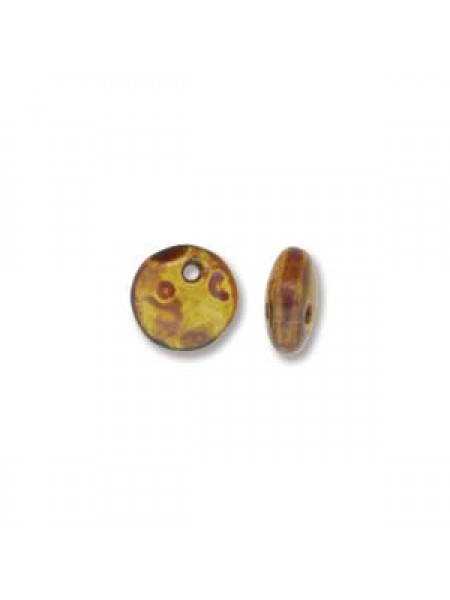 Lentil 6mm Dk Topaz Picasso 50 Beads/str