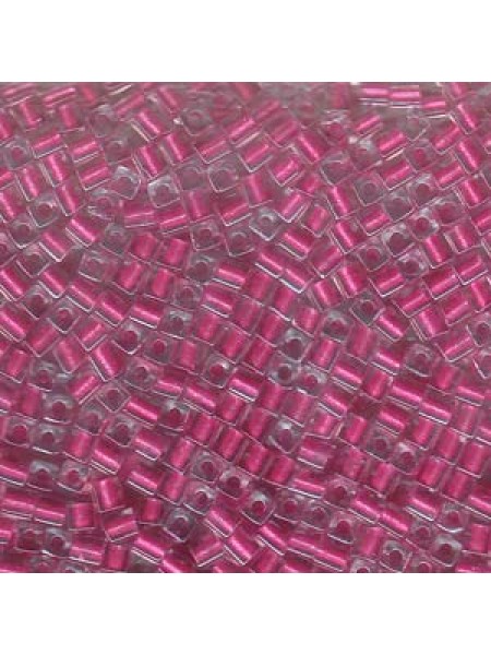 Miyuki Square 3mm Dk Pink/L Crys -5 Gram