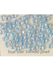 Seed Bead #8 Clear/Aqua Core - 10 gram