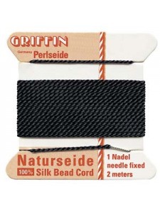 Griffin Silk Beading Cord Black Size 14