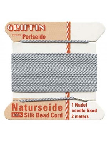 Griffin Silk Beading Cord Grey No 1