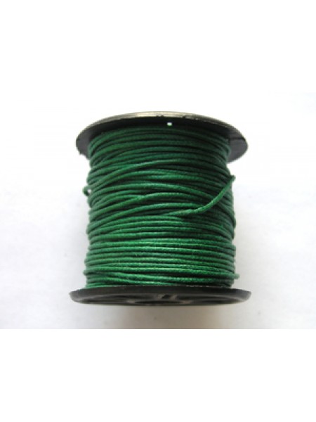 Cotton Wax Cord 0.5mm Green 25 meters