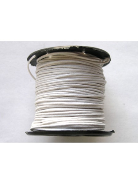 Cotton Wax Cord 1mm White 50mt Roll