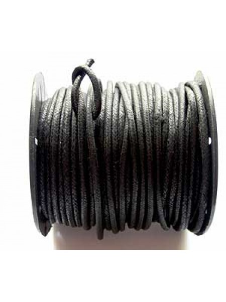 Cotton Wax Cord 3mm Black 3mtr