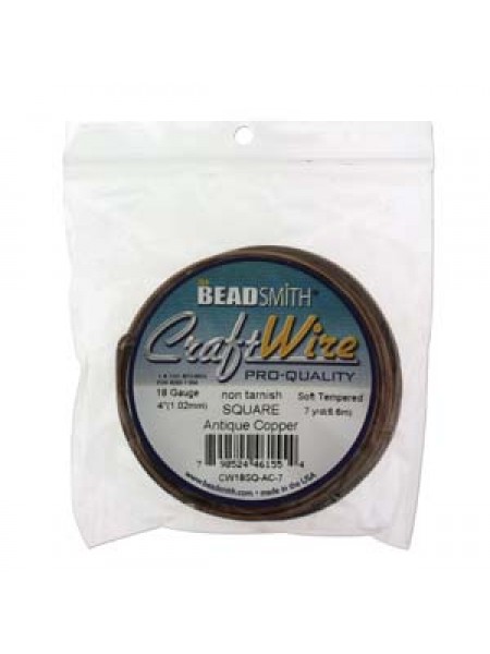 Craft Wire 18GA Square 7YD Anti Copper