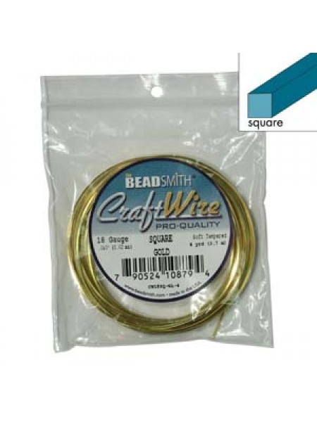 Craft Wire 18ga Square 4yd Gold plated